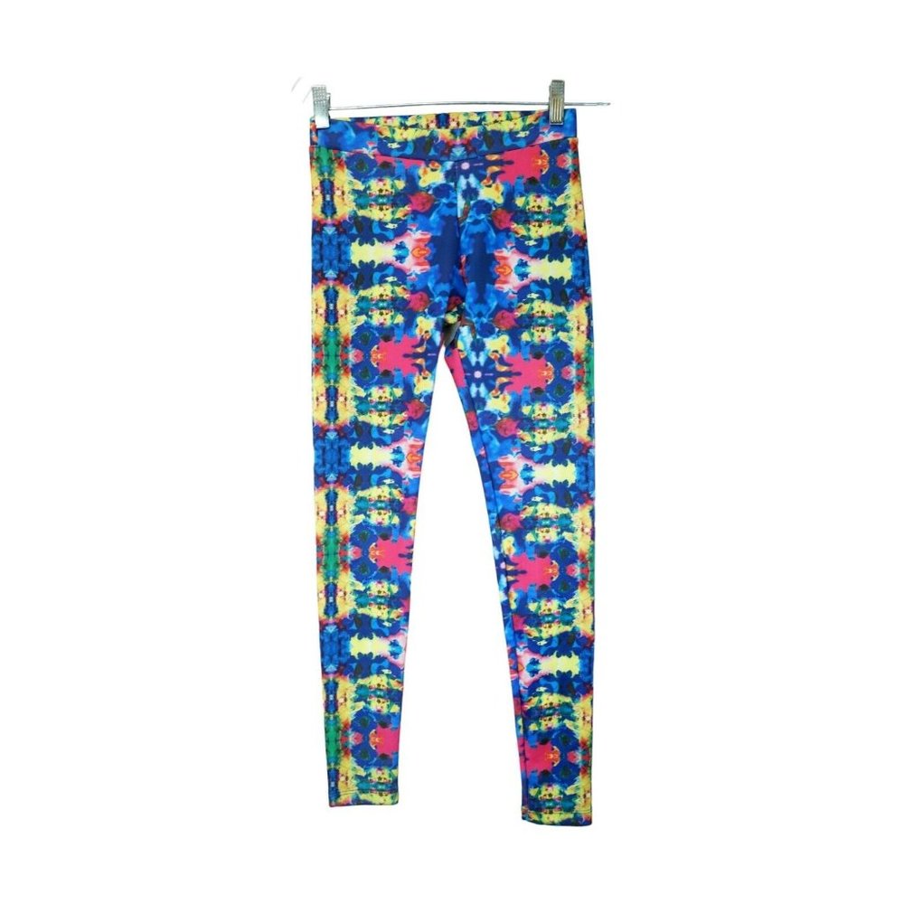 Romeo Juliet Couture‎ Womens Leggings Size XS Tie-Dye Blue-Yellow Red
